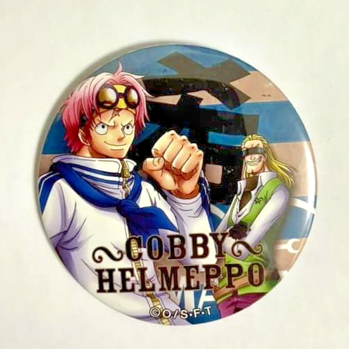 One Piece Yakara BLUE Can Badge Button Cobby Koby Helmeppo