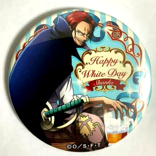 One Piece Yakara White Day Can Badge Button Shanks