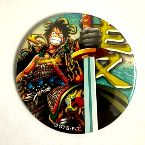 One Piece Yakara PINK & GOLD Can Badge Button Monkey D Luffy