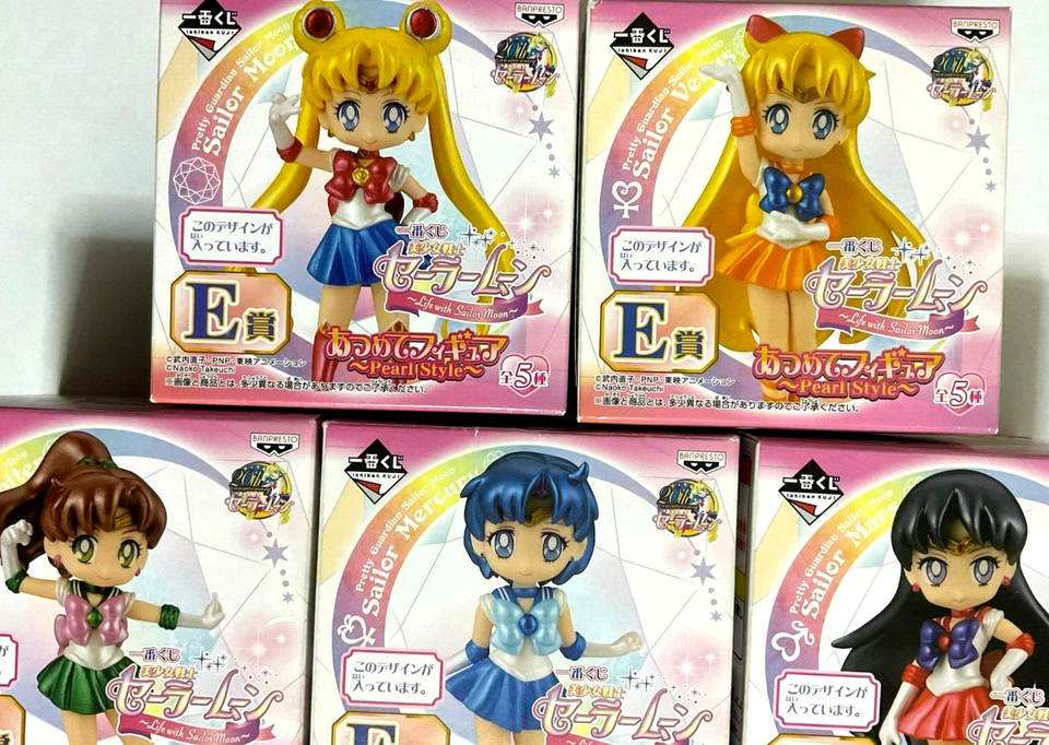 Sailor Moon Kuji Pearl Style Action Figure Statue Set Mercury Venus Jupiter Mars