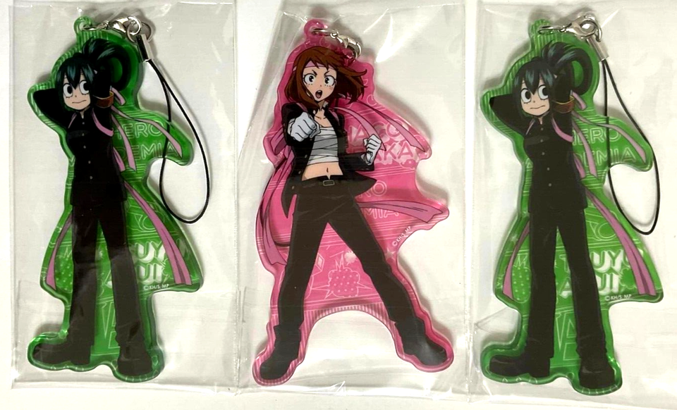 My Hero Academia Visual Acrylic Keychain Strap x3 Ochako Uraraka Tsuyu Asui