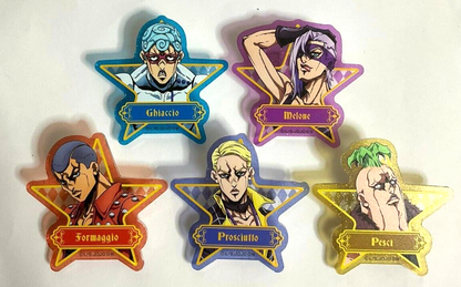 JOJO Golden Wind Acrylic Badge Button Prosciutto Melone Formaggio Pesci Ghiaccio