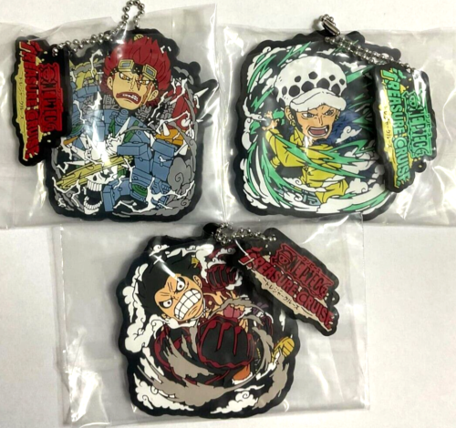 One Piece Treasure Cruise Rubber Strap Charm x3 Luffy Law Kid