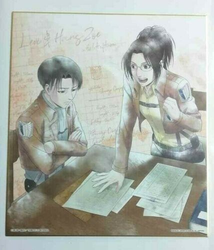 Attack on Titan Big Duplicate Autograph Shikishi Levi Ackerman Hange Zoe